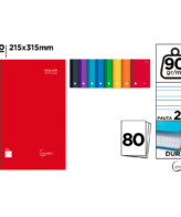 Cuaderno espiral Folio 80 hojas 90g/m² pauta 2.5mm tapa dura Cervantes - PB002
