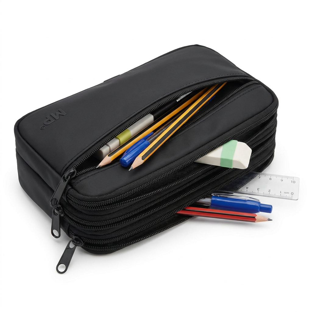 Estuche Plumier Triple Cremallera MP - Color Negro