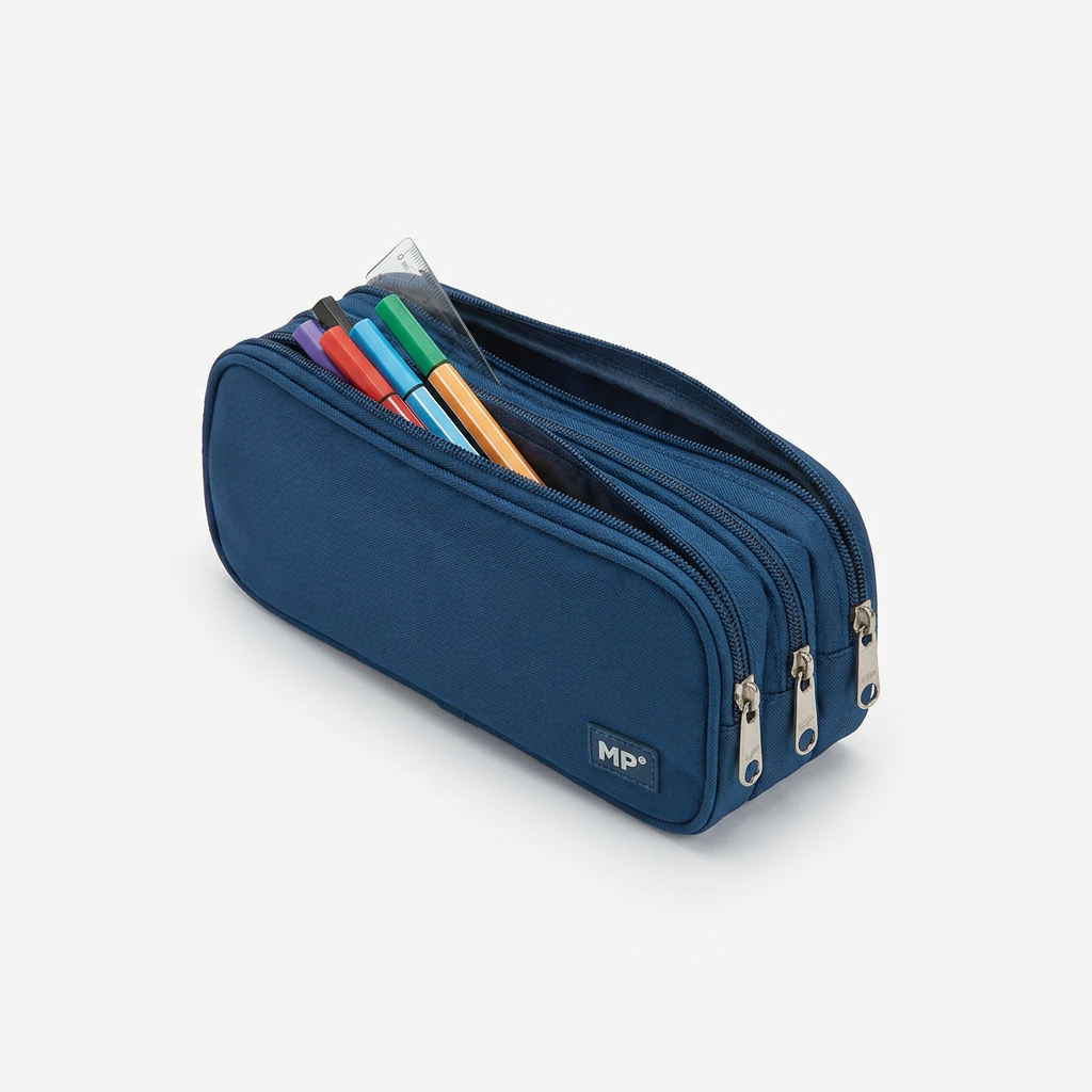 Estuche Plumier Triple Cremallera MP - Color Azul