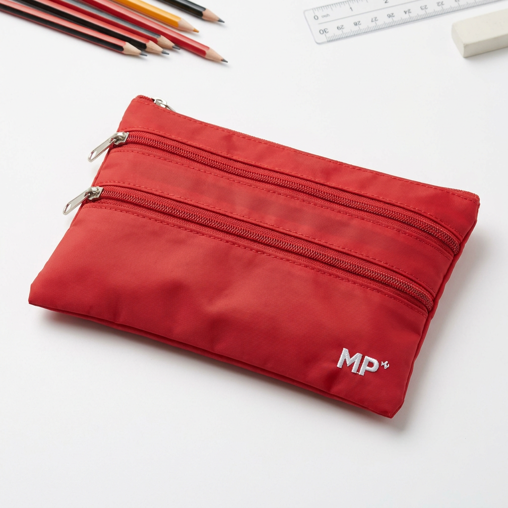 Estuche Plumier Triple Cremallera MP - Color Rojo
