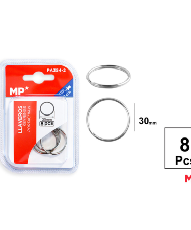 Pack 8 llaveros metálicos plateados 30mm MP - PA354-2