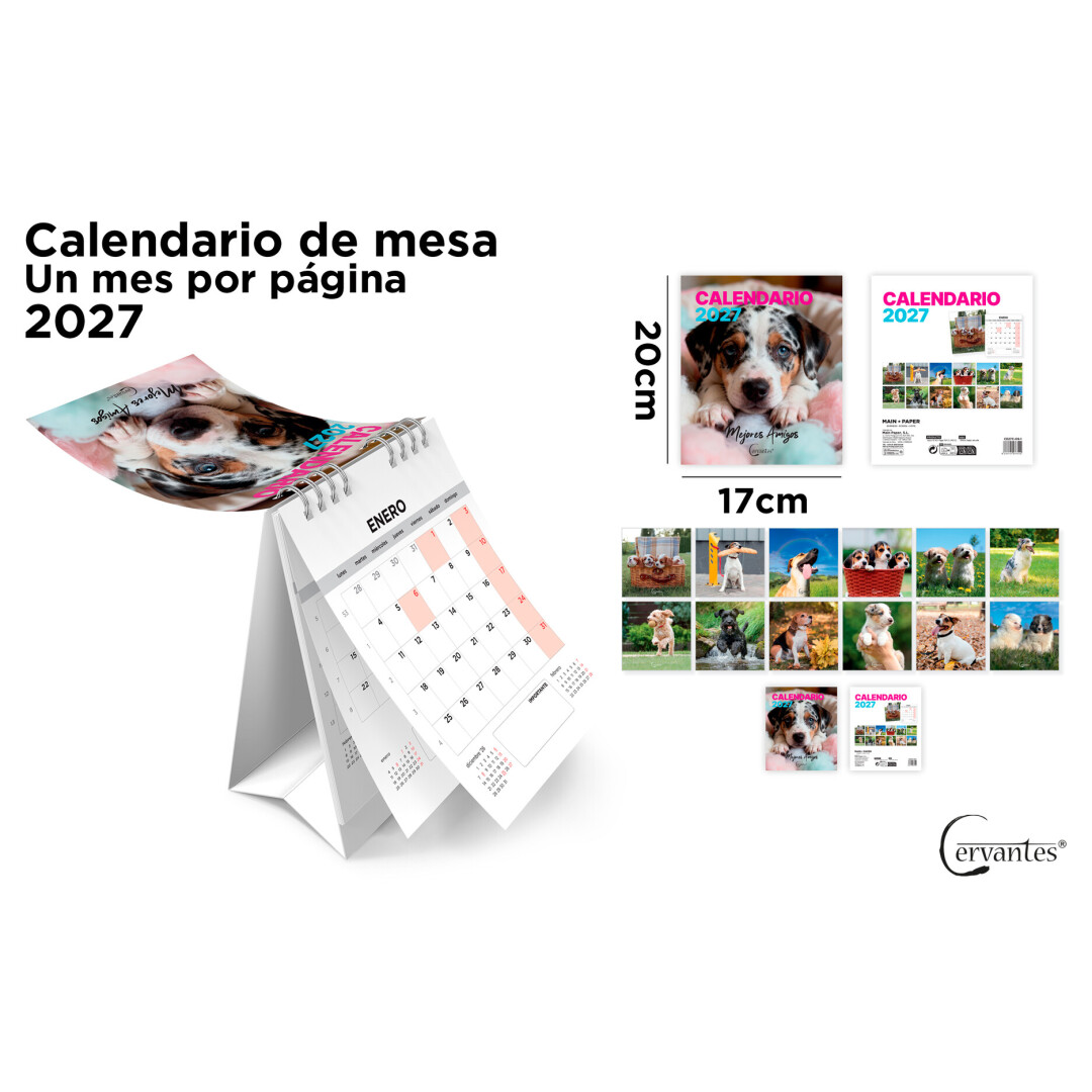 Calendario de mesa 2027 Mejores Amigos 17x20cm un mes por página - Cervantes