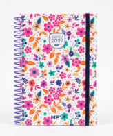 Agenda Anual A5 Día Página Tapa Dura 2027 Catalán - Diseño Flores Coloridas
