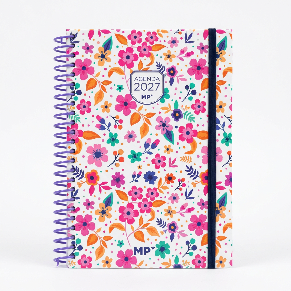 Agenda Anual A5 Día Página Tapa Dura 2027 Catalán - Diseño Flores Coloridas