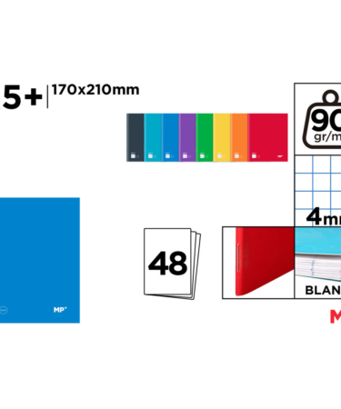 Cuaderno grapado A5+ cuadrícula 4x4mm 48 hojas 60g/m² tapa blanda MP - PB091