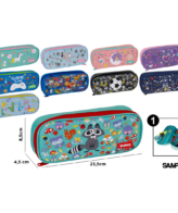 Estuche una cremallera SAMPACK 23,5cm surtido 12 diseños escolares - SA011