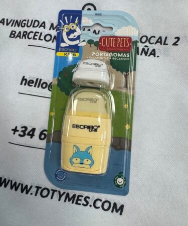 Set portagomas + sacapuntas + recambio Cute Pets Escribo Kids BPA Free - ref 1399